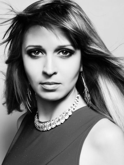 Portrait of the young sexual woman closeup. The Black-and-white
